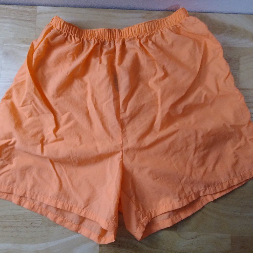 Vintage Neon Orange Wind Shorts Beach Swimming